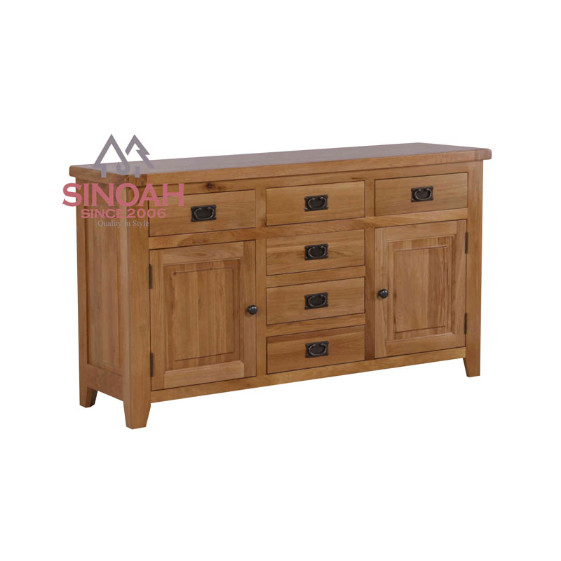 Rustikales Sideboard aus Eiche mit 2 Türen und 6 Schubladen